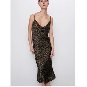 Zara Animal Print Slip Dress